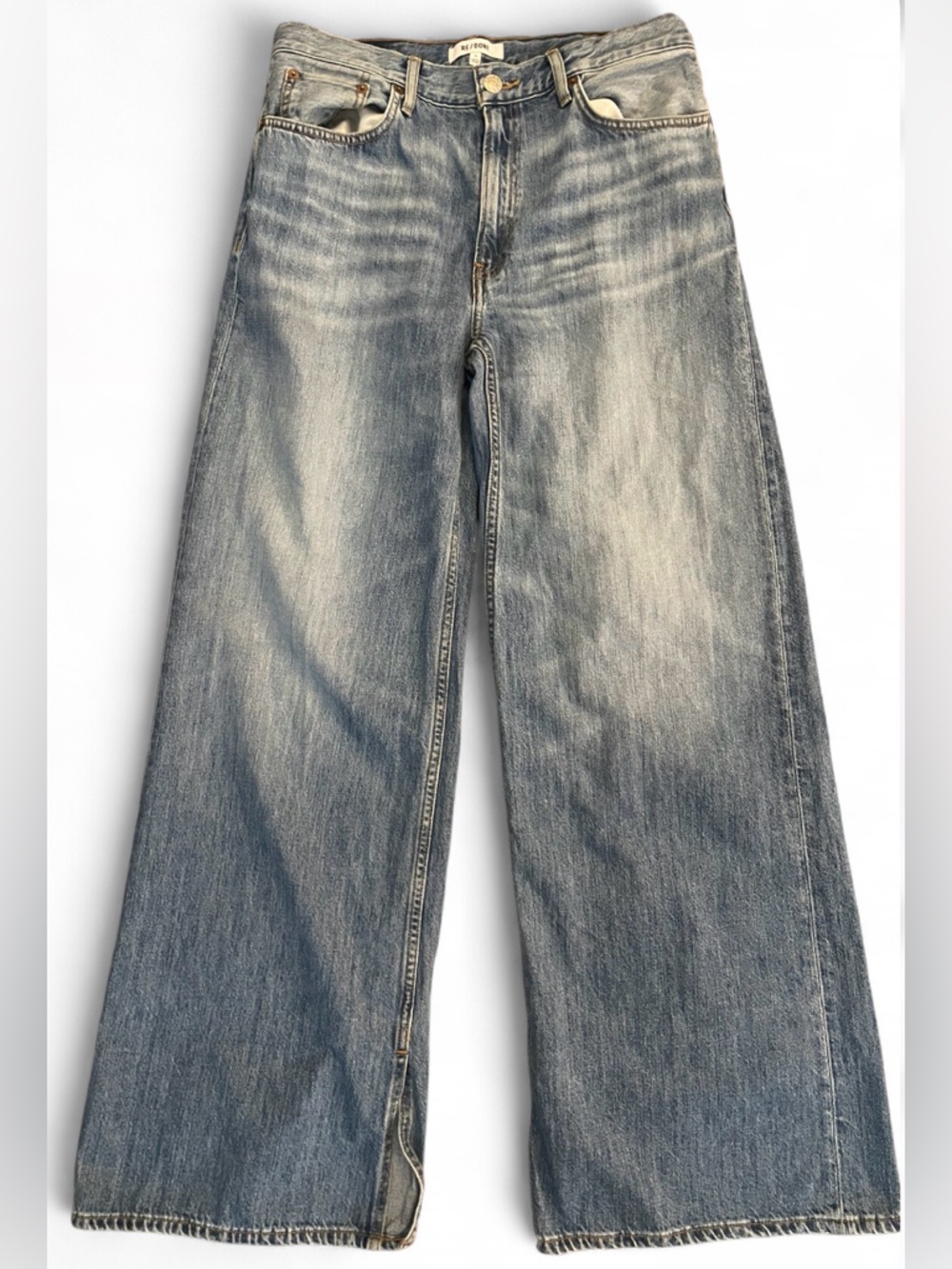 Re / Done Wide Leg Light Washed High Rise Jeans Womens Size 26